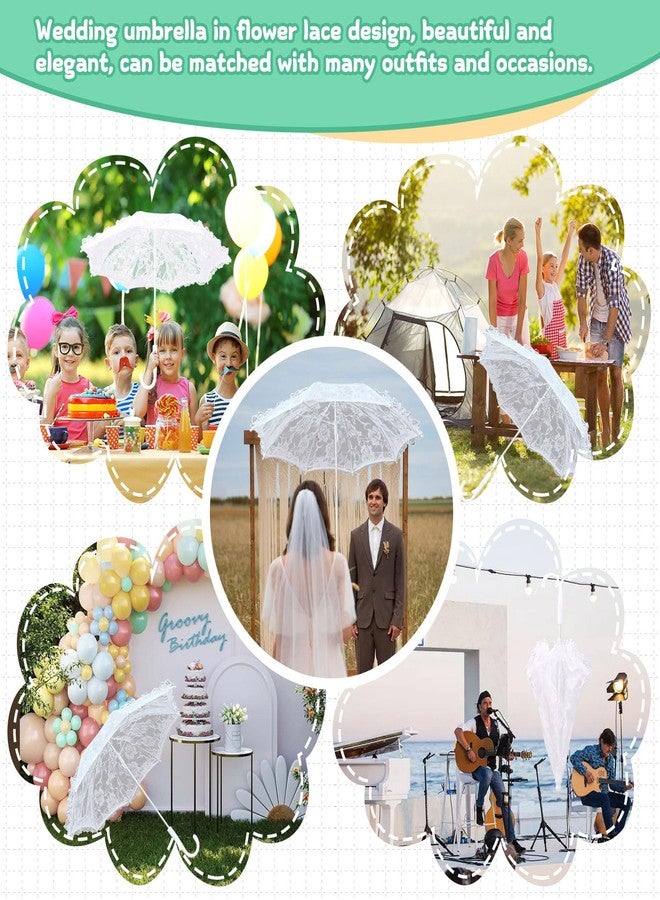 Solnique Mini White Lace Embroidery Parasol for Kids (3-8 years old)- 19.6" Vintage Bridal Umbrella for Wedding Flower Girls, Small Decorative Lace Parasol for Tea Party - Image 3